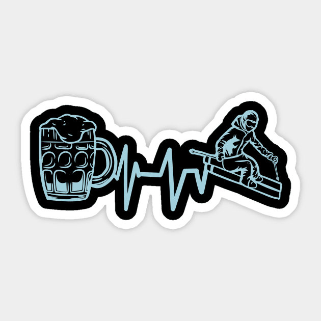 Skiing and Beer - Funny Wintersports Ski Gift Sticker by biNutz